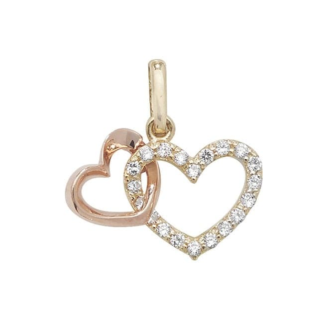 9ct Yel/Rose Gold Heart Zirconia Pendant PN1007Acotis Gold JewelleryPN1007