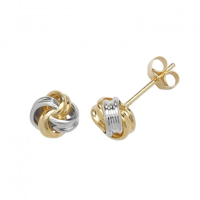 9ct Yel&Wht Gold Knot Studs ES357Acotis Gold JewelleryES357