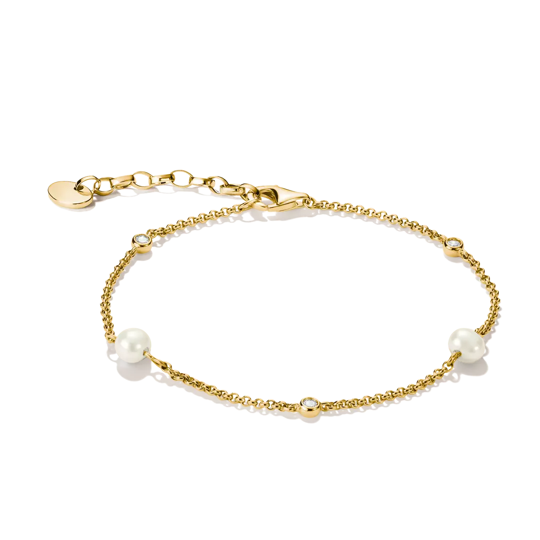 Thomas Sabo 18k Gold Plated Classic Pearl Bracelet A1989-M01-14-L19V
