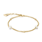 A delicate gold chain bracelet featuring three white pearl beads spaced along the chain, displayed on a clean white background.