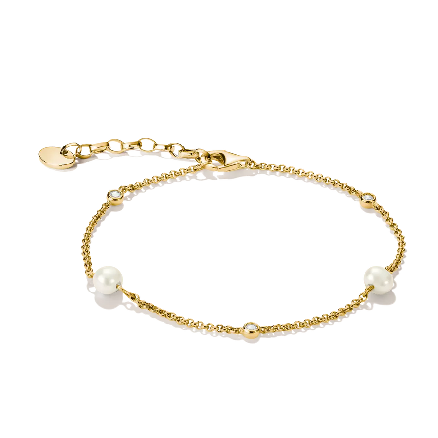 Thomas Sabo 18k Gold Plated Classic Pearl Bracelet A1989-M01-14-L19V