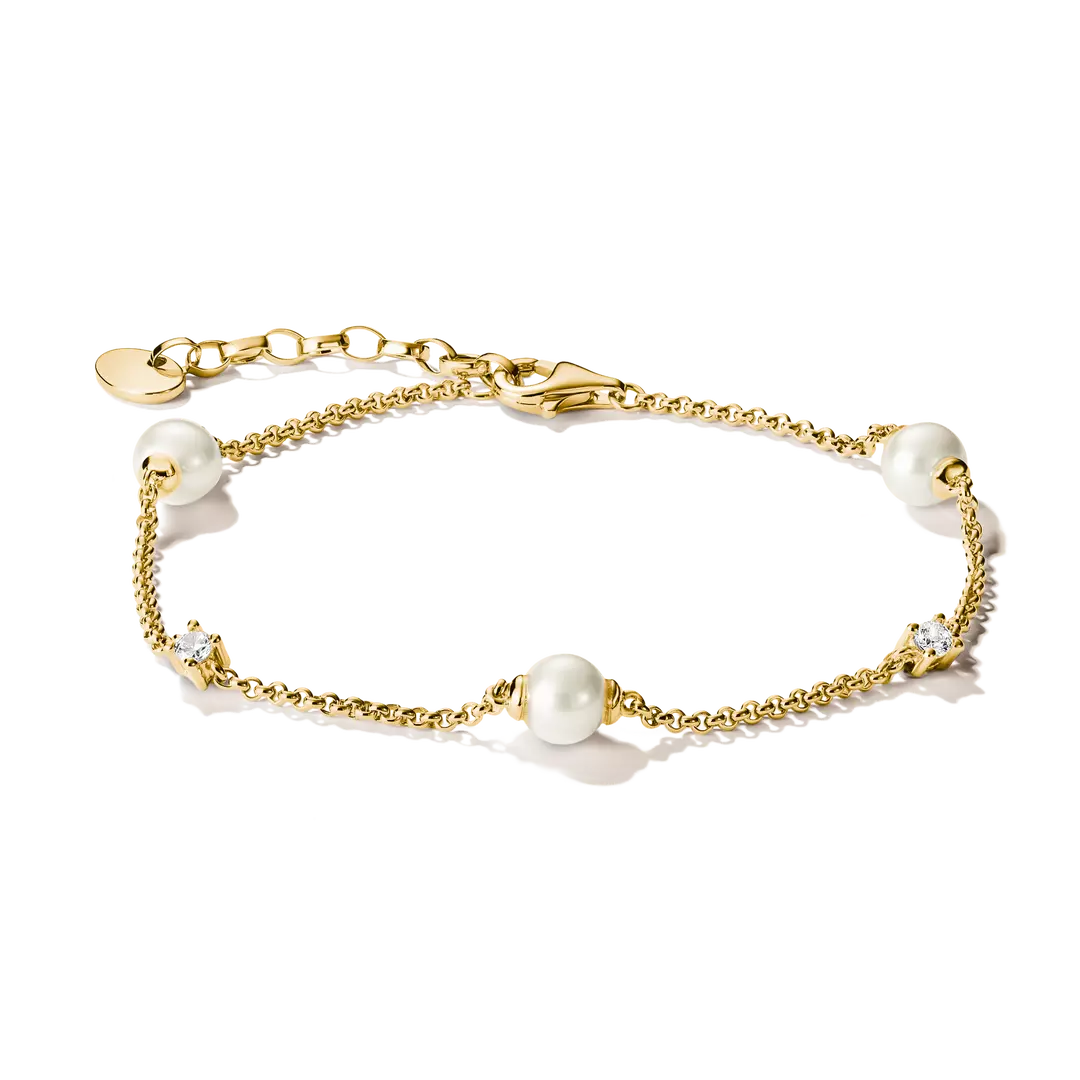 Thomas Sabo 18k Gold Plated Classic Pearl Bracelet A2038-M01-14-L19V