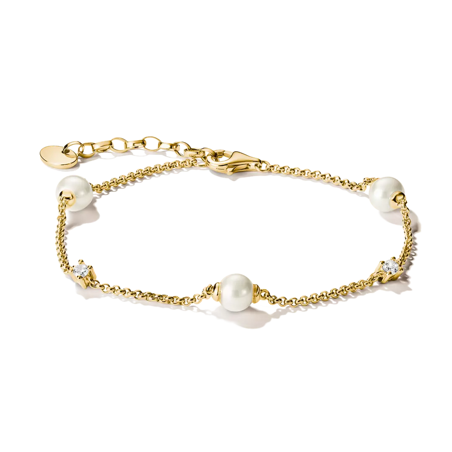 Thomas Sabo 18k Gold Plated Classic Pearl Bracelet A2038-M01-14-L19V