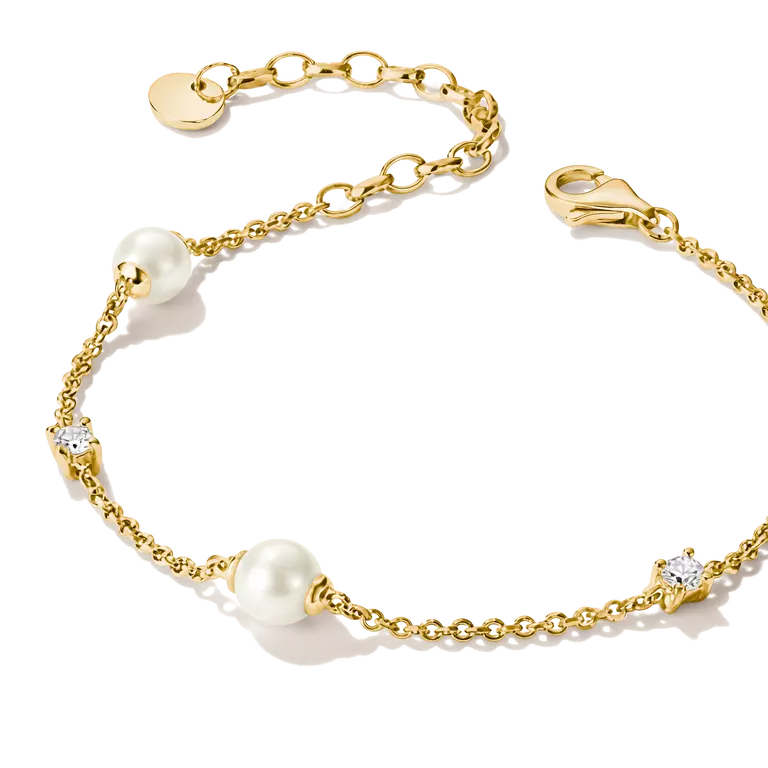 Thomas Sabo 18k Gold Plated Classic Pearl Bracelet A2038-M01-14-L19V