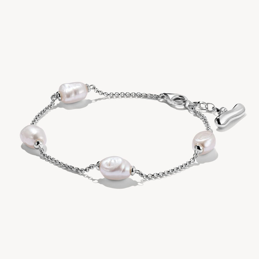 Thomas Sabo Bold Elegance Sterling Silver Freshwater Cultured Pearl Silver Bracelet A2189-082-14