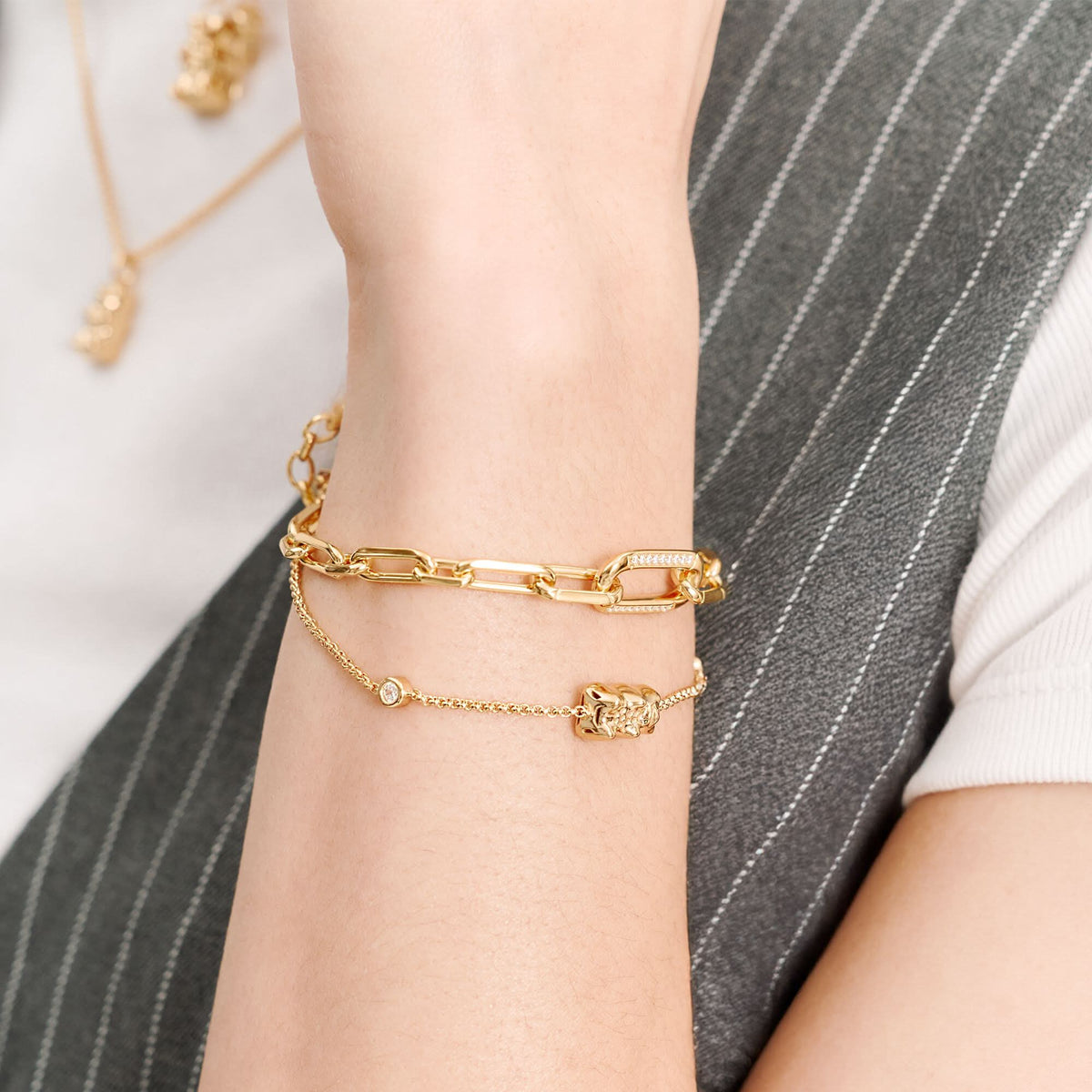 Charming Sterling Silver Gold Plated HARIBO Goldbears Bracelet A2203-414-39