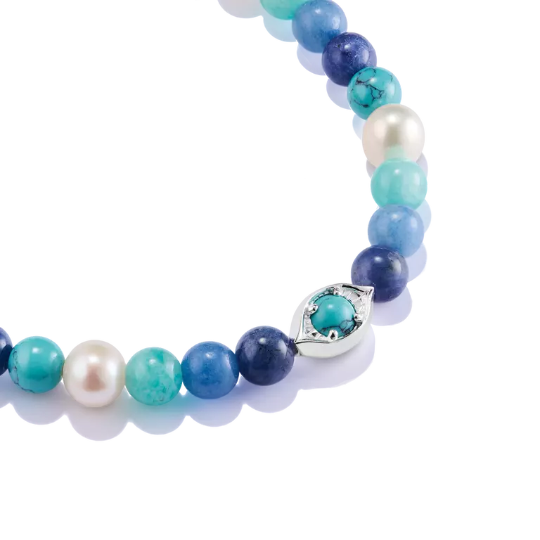 Thomas Sabo Elyndra Sterling Silver Simulated Turquoise/ Freshwater Pearl Bracelet A2210-587-7-L17