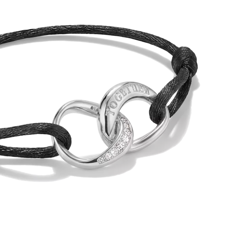 Thomas Sabo Sterling Silver Together Black Textile Bracelet A2236-051-11-L24V