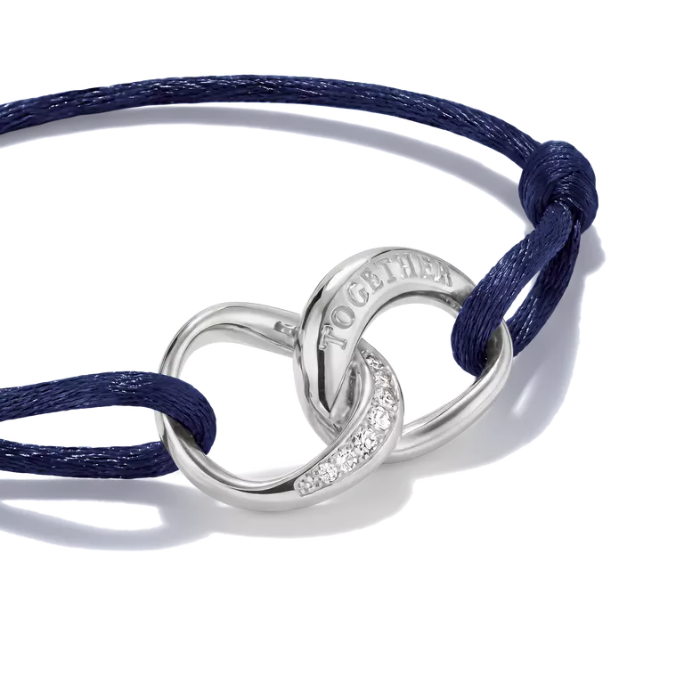 Thomas Sabo Sterling Silver Together Blue Textile Bracelet A2236-051-32-L24V