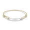 A minimalist ID bracelet featuring a polished silver-tone horizontal bar suspended on a knotted beige cord, shown against a clean white background.