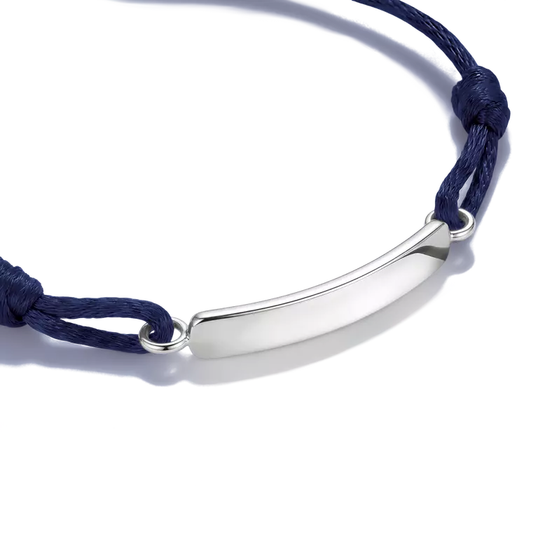 Thomas Sabo Sterling Silver Engravable Blue Textile Bracelet A2238-001-32-L24V