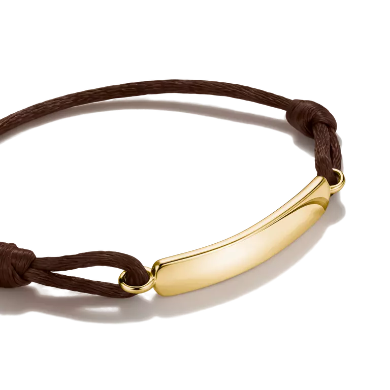 Thomas Sabo 18k Gold Plated Engravable Brown Textile Bracelet A2238-M03-2-L24V