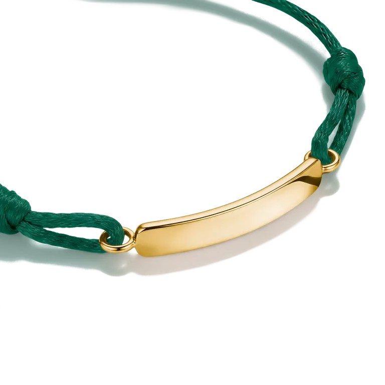 Thomas Sabo 18k Gold Plated Engravable Green Textile Bracelet A2238-M03-34-L24V