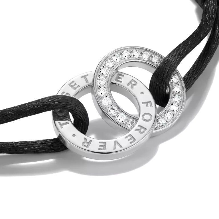 Thomas Sabo Sterling Silver Together Black Textile Bracelet A2240-051-11-L24V