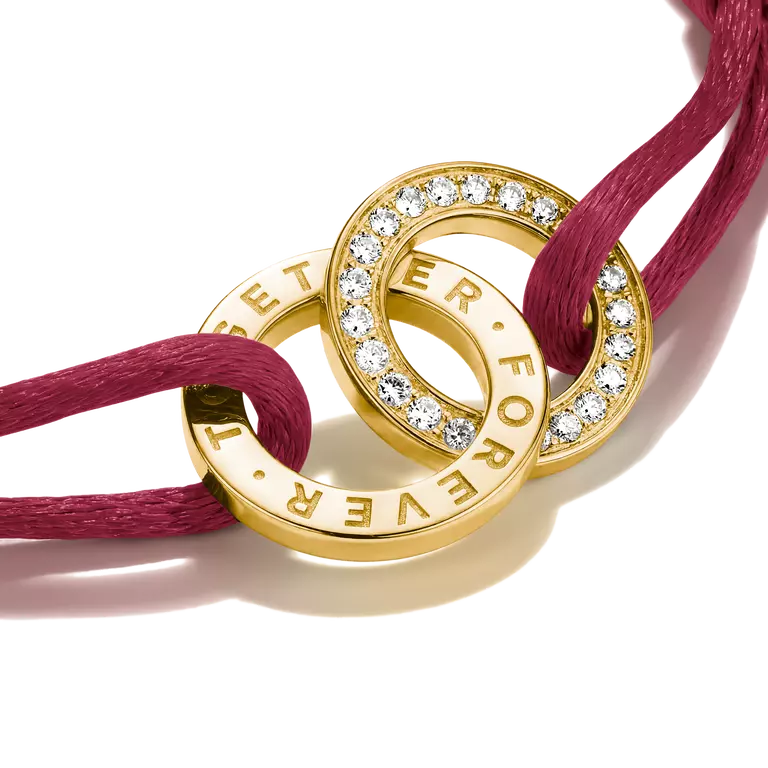 Thomas Sabo 18k Gold Plated Together Red Textile Bracelet A2240-M03-50-L24V
