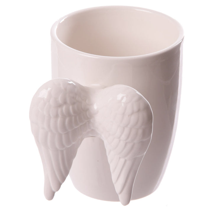 White Angel Wings Ceramic Shaped Handle Mug ANG140
