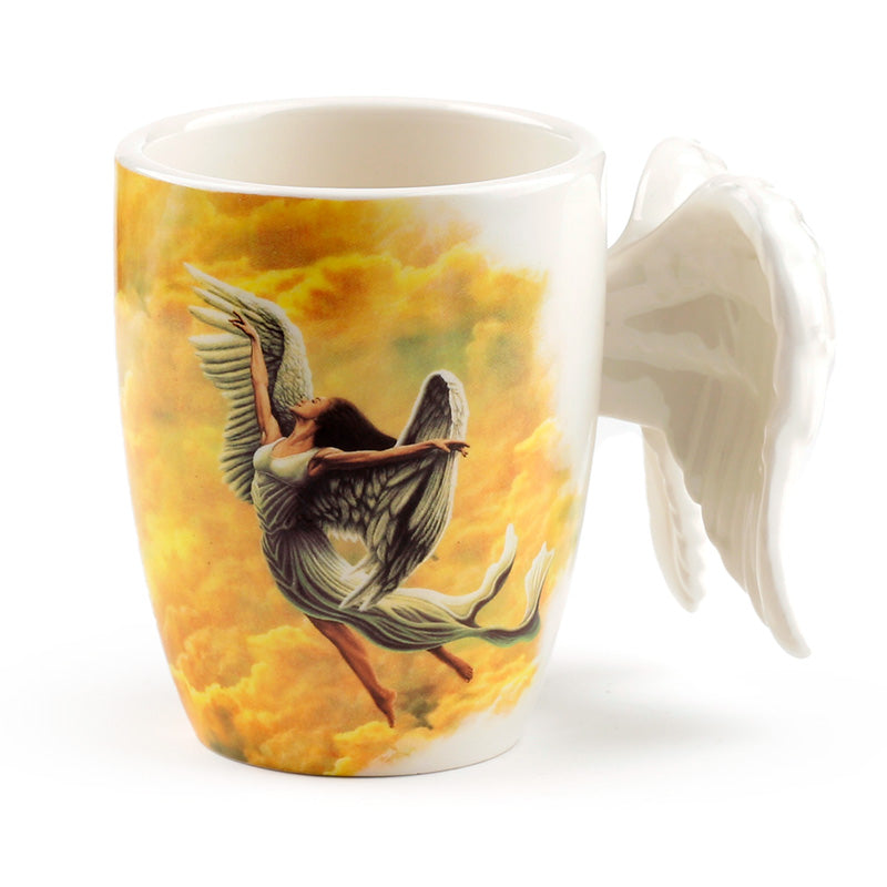 Angel Wings Ceramic Shaped Handle Mug with Decal ANG156
