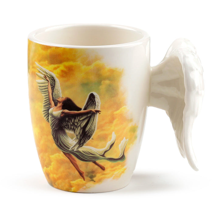 Angel Wings Ceramic Shaped Handle Mug with Decal ANG156