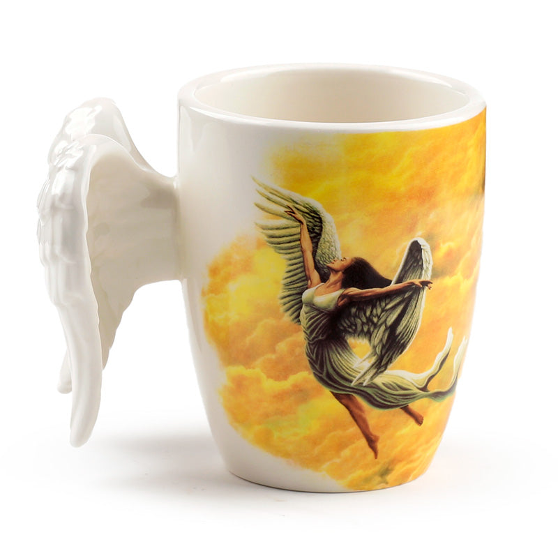 Angel Wings Ceramic Shaped Handle Mug with Decal ANG156