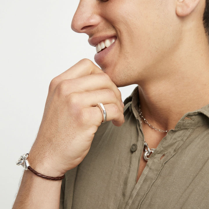 Metal Alloy Sterling Silver Plated Geometric Ring ANI0853MTL000