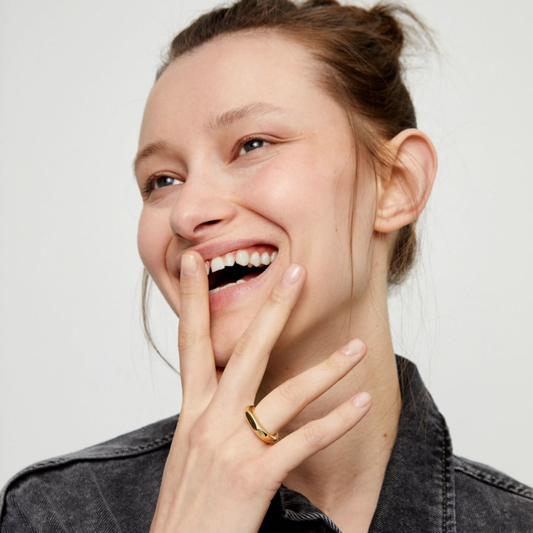 Metal Alloy 18K Gold Plated Geometric Ring ANI0853ORO000