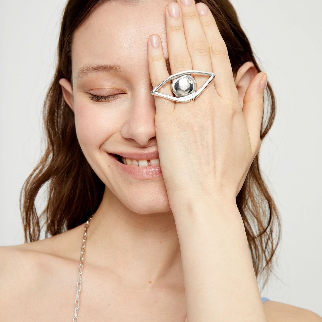 Metal Alloy Plated Sterling Silver Eye Ring ANI0858MTL000