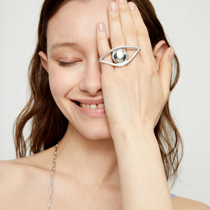 Metal Alloy Plated Sterling Silver Eye Ring ANI0858MTL000