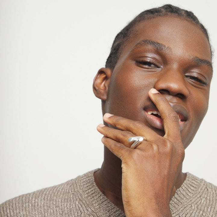 Sterling Silver Plated Alloy In The Shape Of A Tube Ring ANI0861MTL000