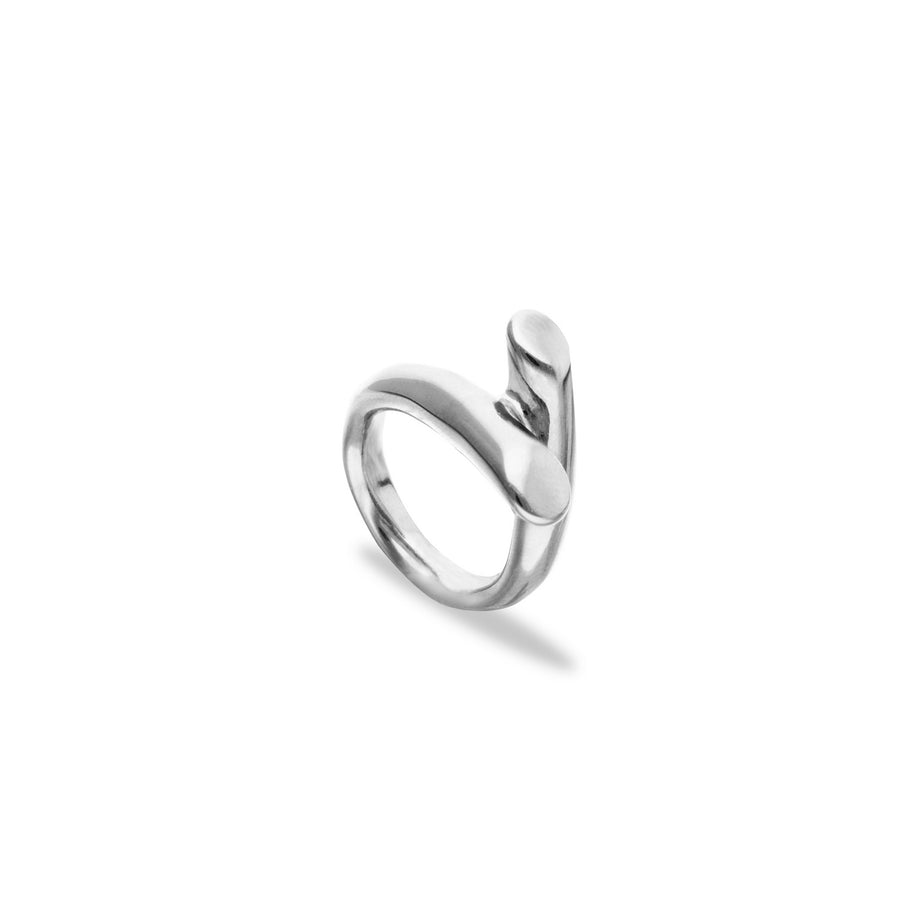 Sterling Silver Plated Two Intertwined Organic Forms Ring ANI0861MTL000