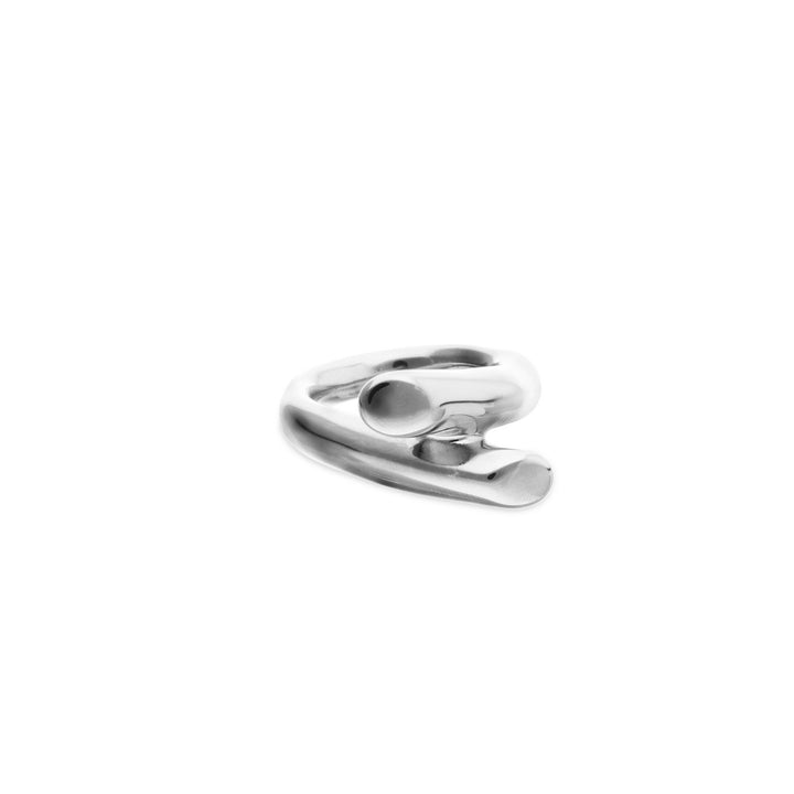 Sterling Silver Plated Two Intertwined Organic Forms Ring ANI0861MTL000