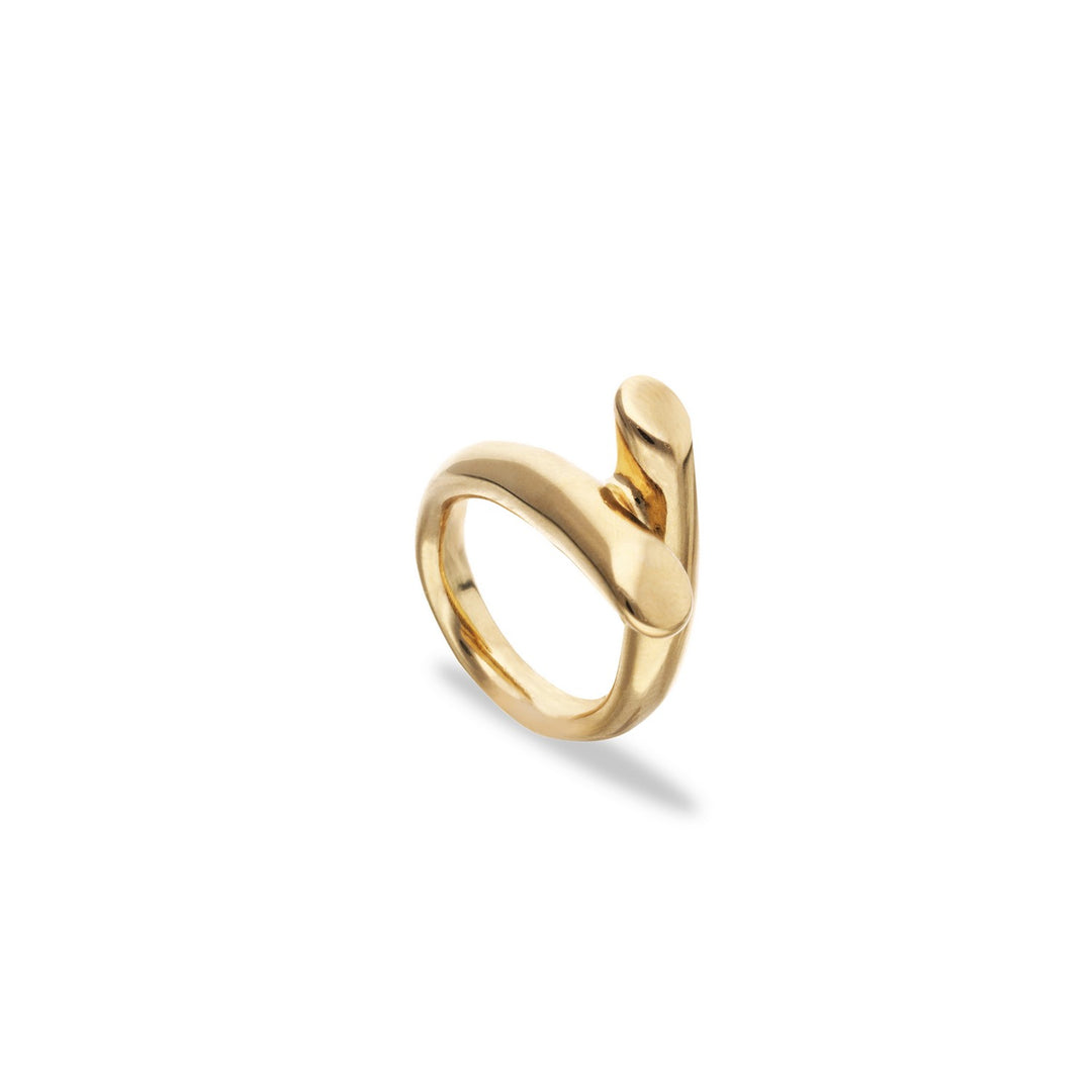 18K Gold Plated Two Intertwined Organic Forms Ring ANI0861ORO000