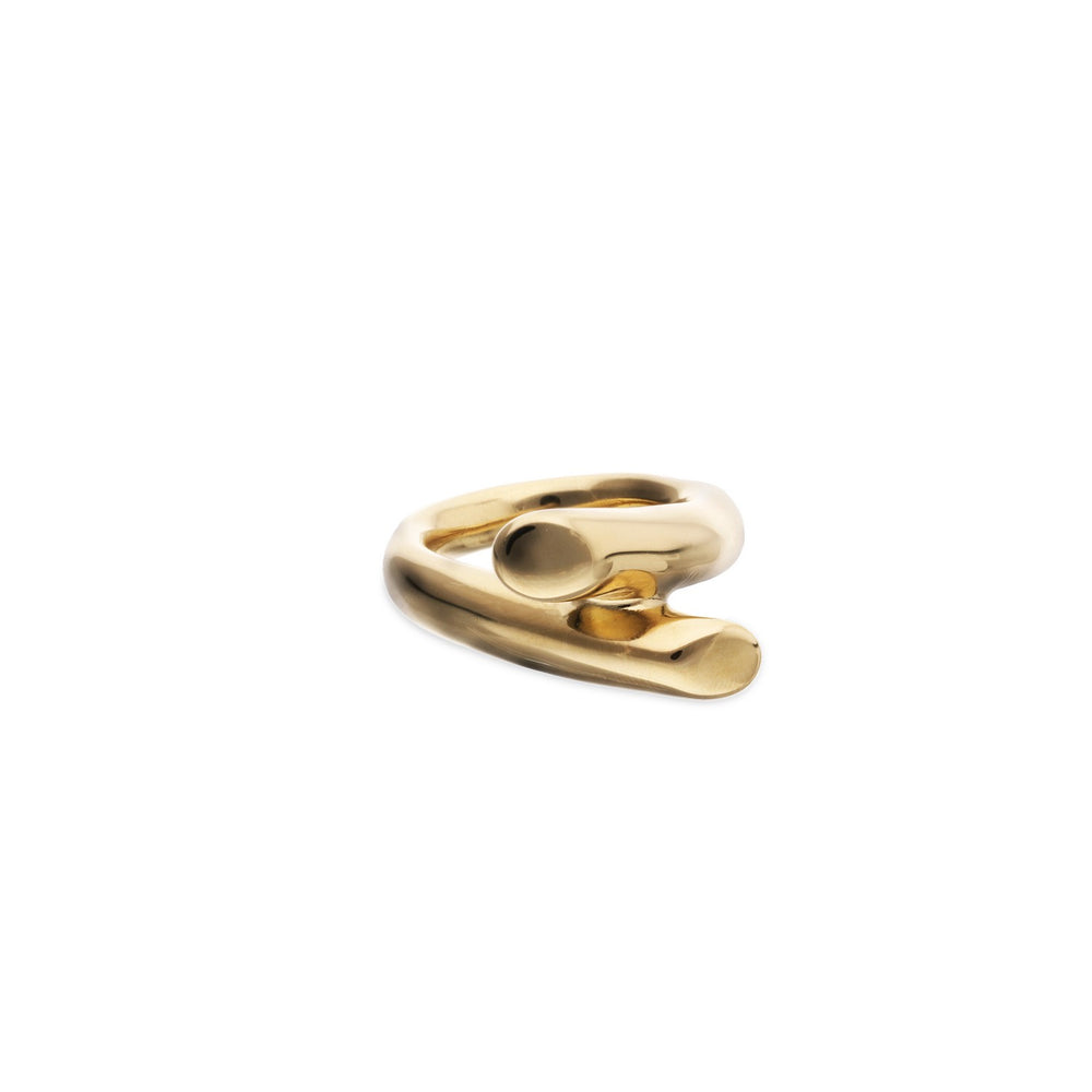 18K Gold Plated Two Intertwined Organic Forms Ring ANI0861ORO000