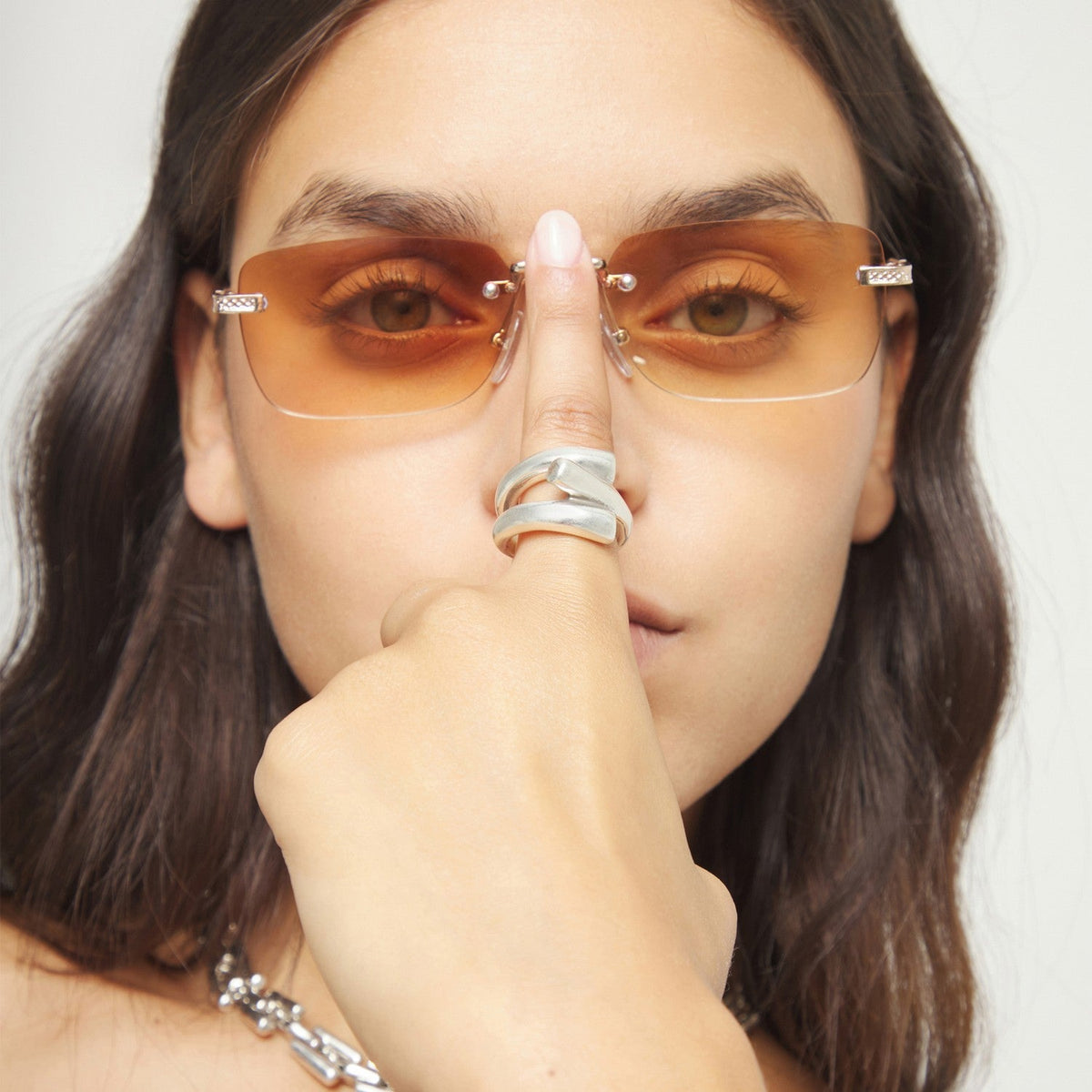 Sterling Silver Plated Alloy In The Shape Of A Tube Ring ANI0862MTL000