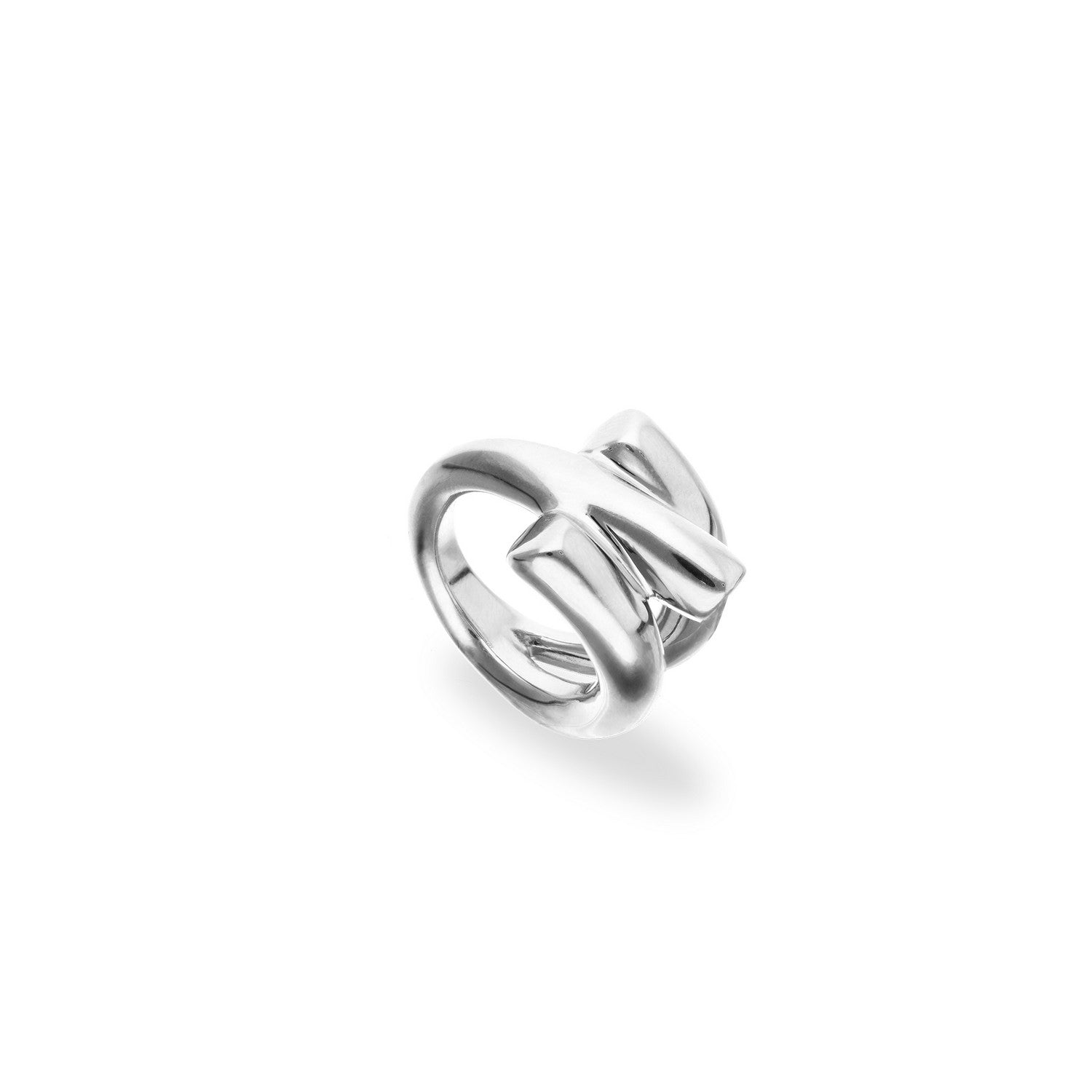 Sterling Silver Plated Three Intertwined Organic Shapes Ring ANI0862MTL000
