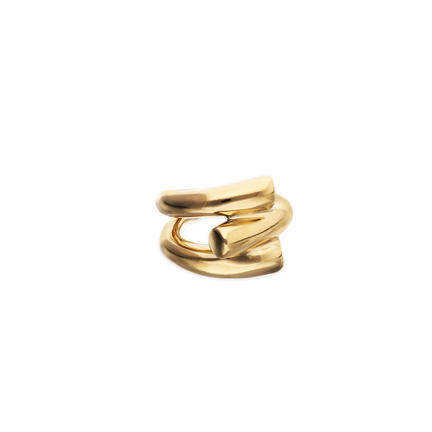 18K Gold Plated Three Intertwined Organic Shapes Ring ANI0862ORO000