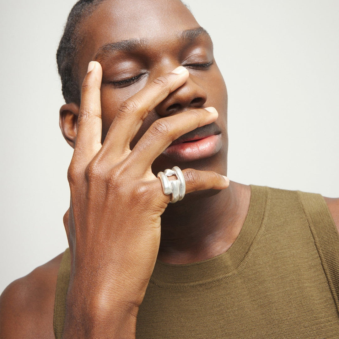 18K Gold Alloy In The Shape Of A Tube Ring ANI0863MTL000