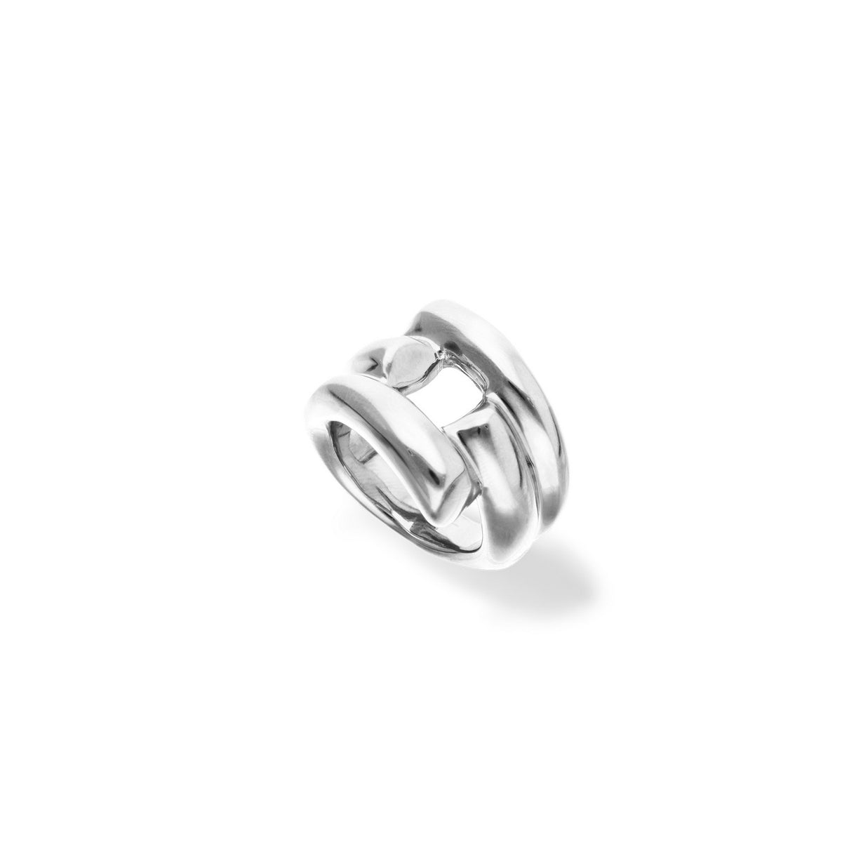 Silver Plated Four Intertwined Organic Shapes Ring ANI0863MTL000