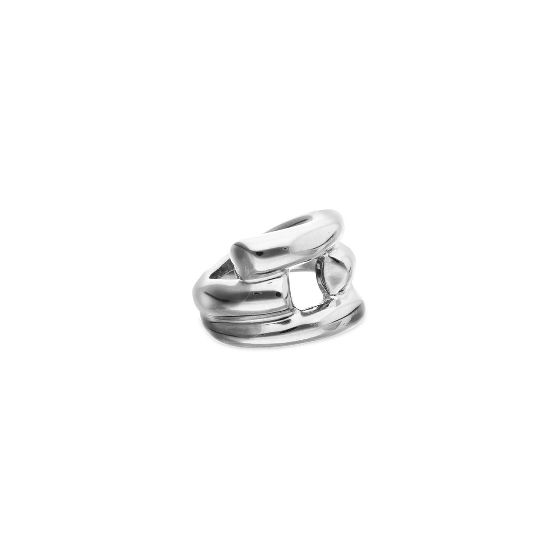 Silver Plated Four Intertwined Organic Shapes Ring ANI0863MTL000