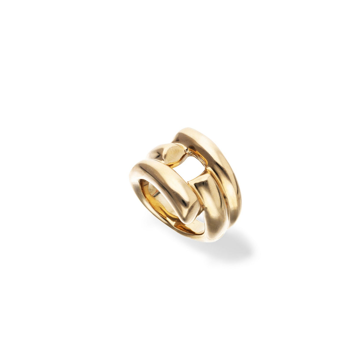 18K Gold Plated Four Intertwined Organic Shapes Ring ANI0863ORO000