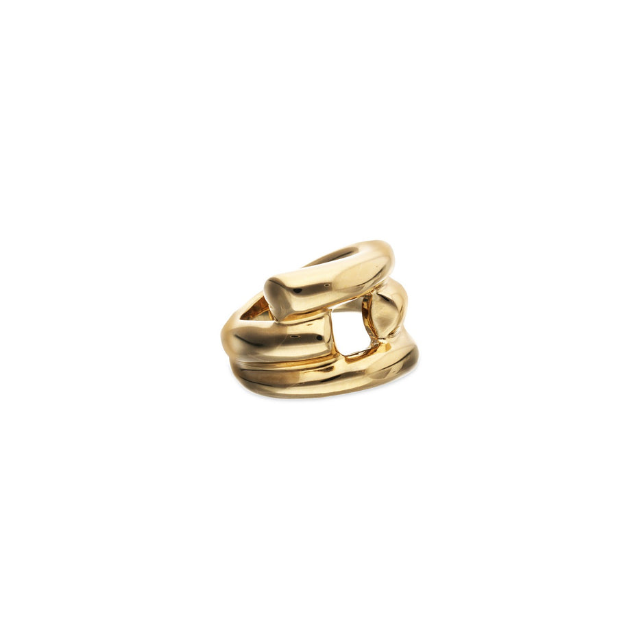 18K Gold Plated Four Intertwined Organic Shapes Ring ANI0863ORO000