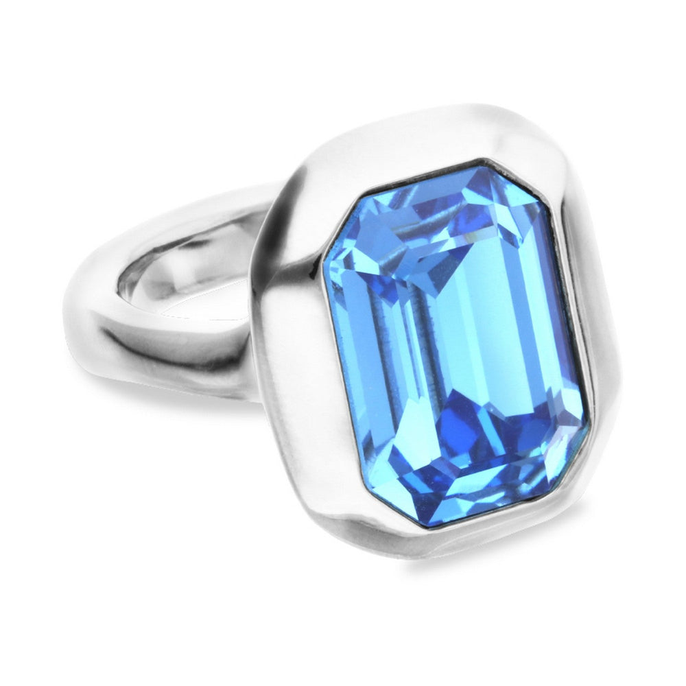 Sterling Silver Plated Blue Faceted Crystal Ring ANI0864AZUMTL