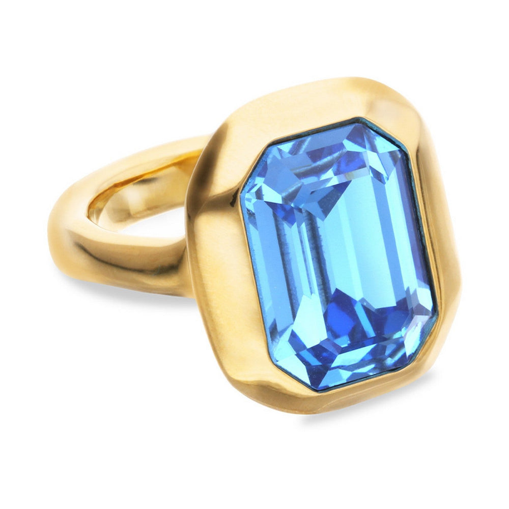 18K Gold Plated Blue Faceted Crystal Ring ANI0864AZUORO