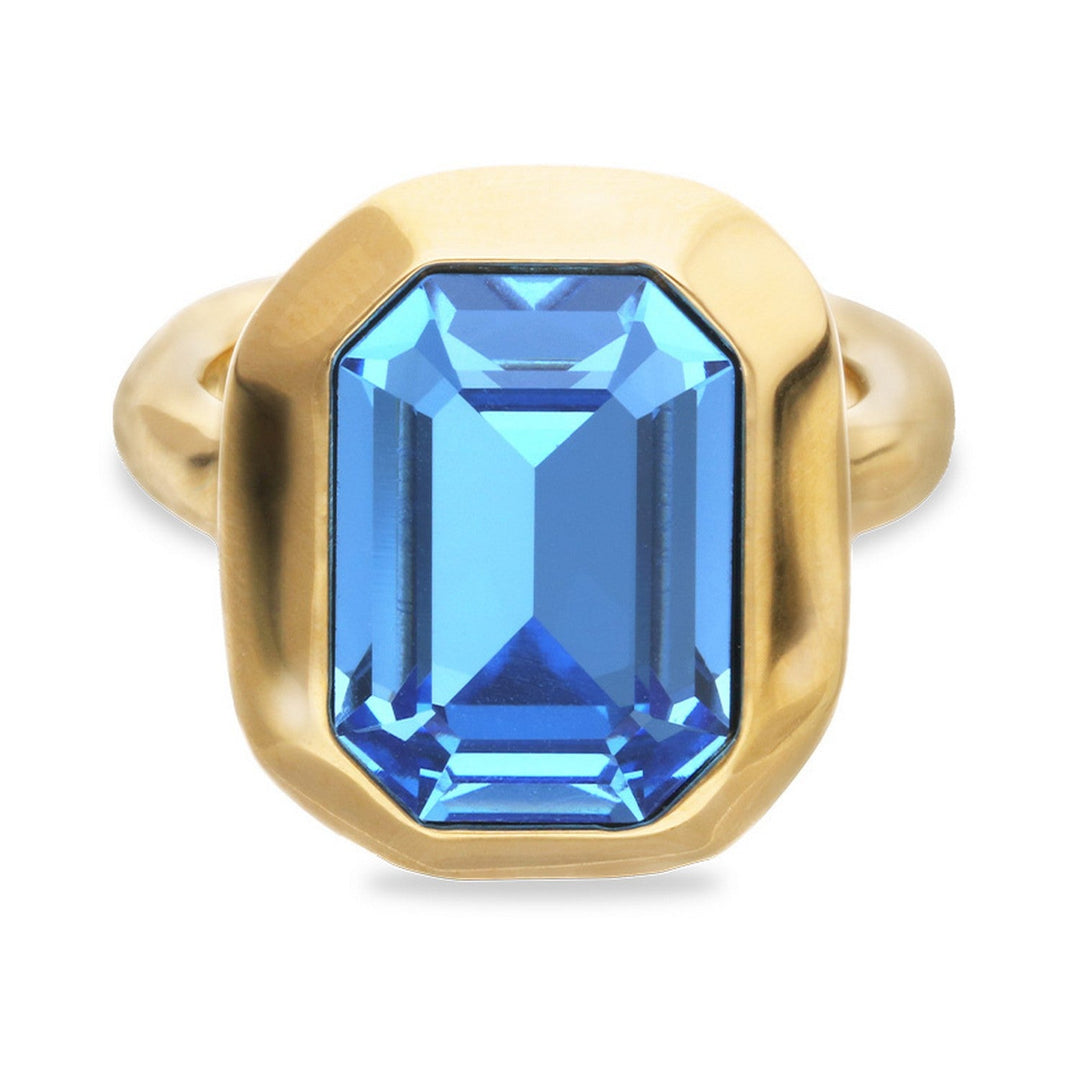 18K Gold Plated Blue Faceted Crystal Ring ANI0864AZUORO