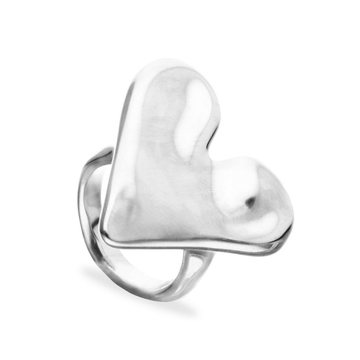 Sterling Silver Plated Heart Shaped Ring ANI0865MTL000