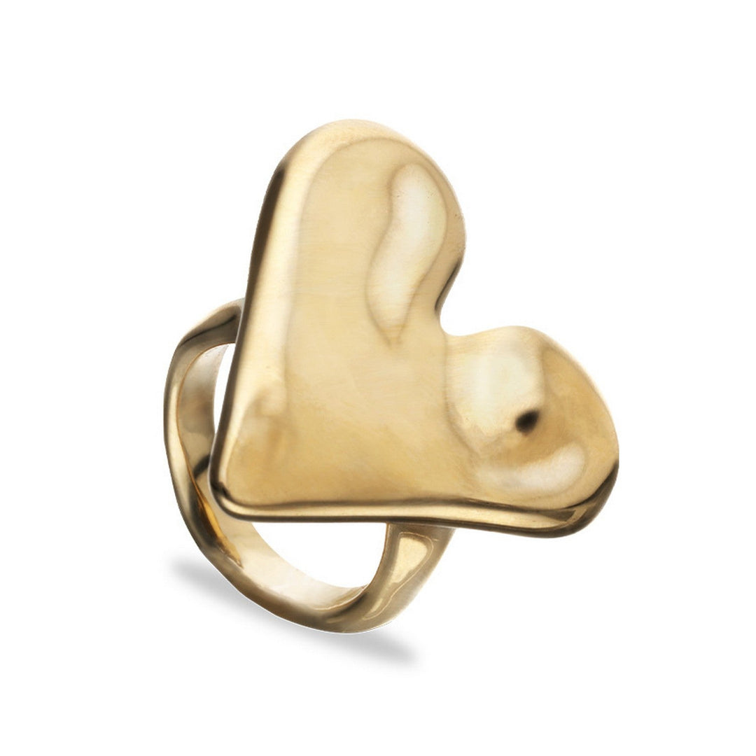 18K Gold Plated Heart Shaped Ring ANI0865ORO000
