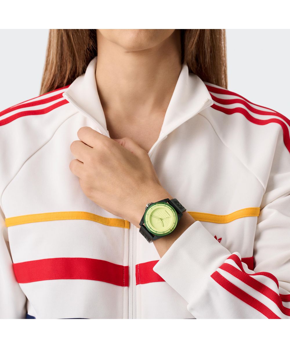 Adidas Unisex Yellow Dial Black Resin Strap Watch AOST25530