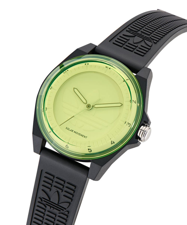 Adidas Unisex Yellow Dial Black Resin Strap Watch AOST25530