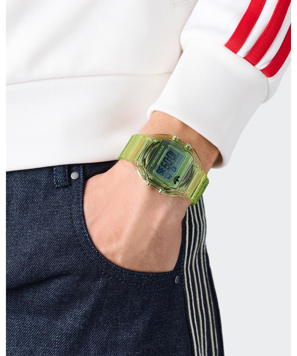 Adidas Unisex Translucent Green Mask Resin Strap Watch AOST25538