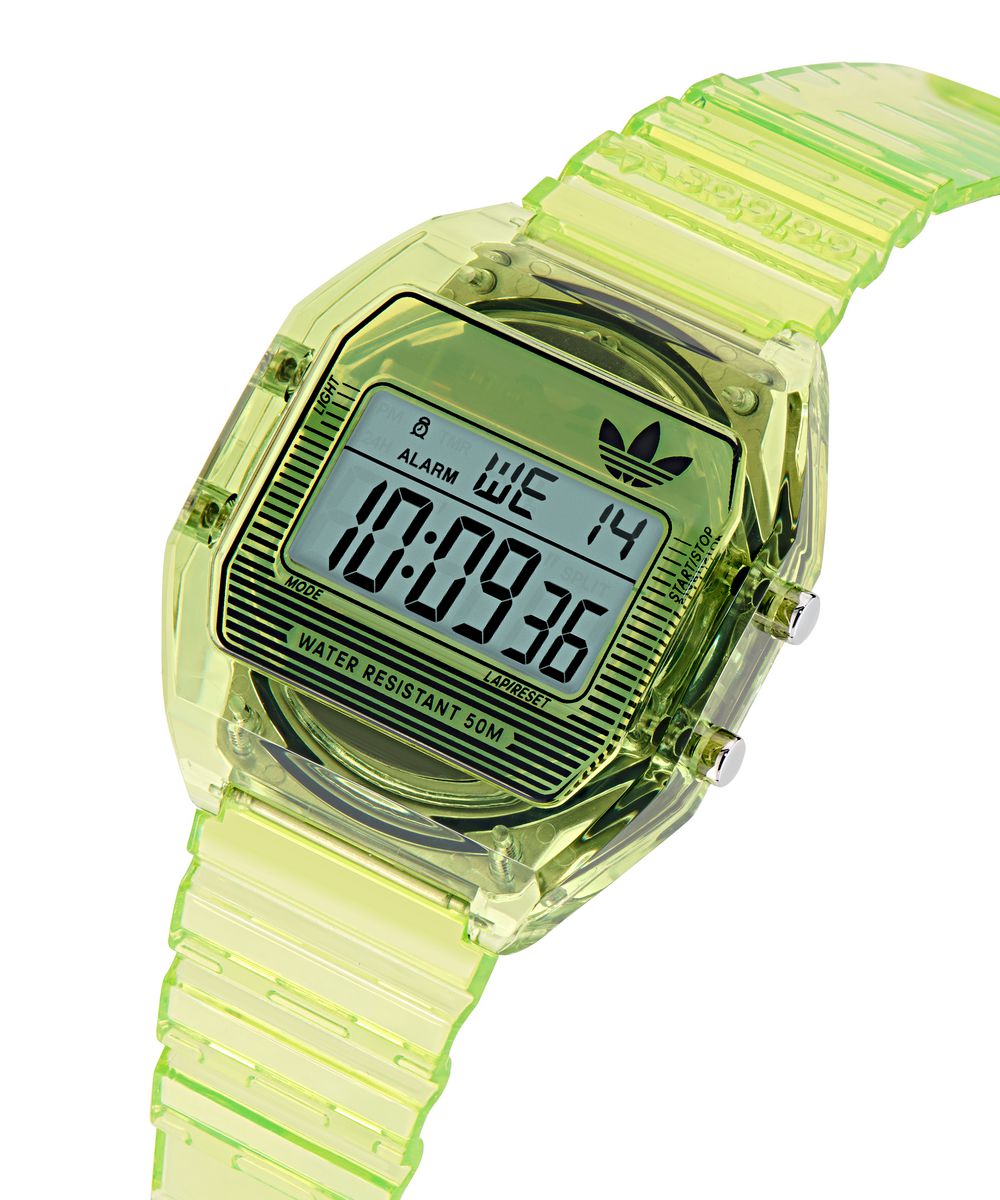 Adidas Unisex Translucent Green Mask Resin Strap Watch AOST25538