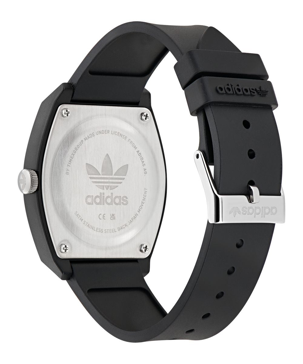 Adidas Unisex Pink Dial Black Resin Strap Watch AOST25548